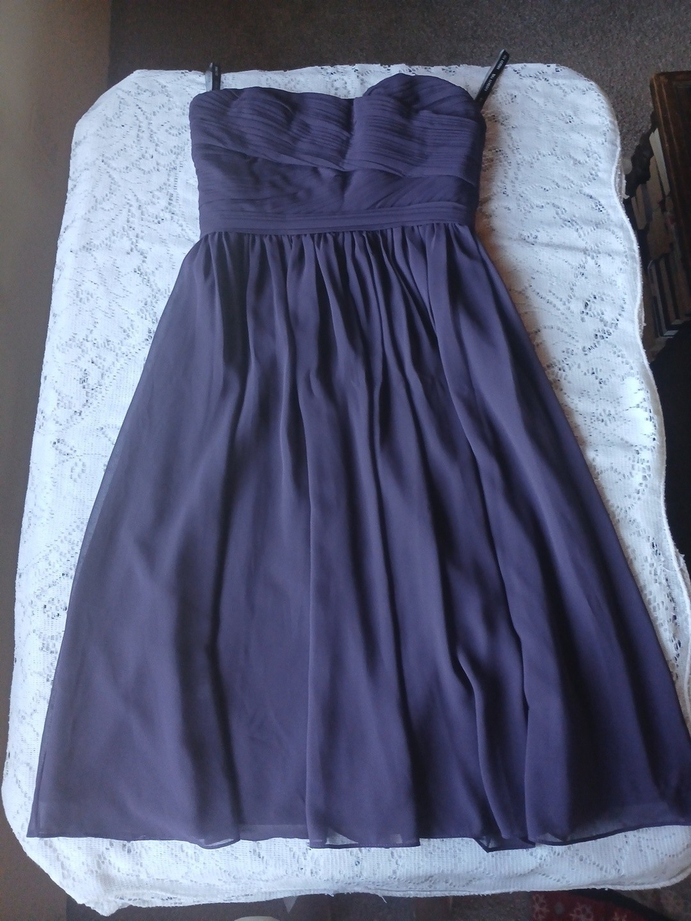 Strapless Pleated Dark Purple Evening Dress